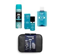DELIPLUS Kit de Afeitado para Viaje, Set Completo con Gel Sensitive, Loción After Shave, Crema Hidratante y Máquina de Afeitar con Recambios