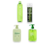 DELIPLUS Pack cuidado y belleza de la piel ALOE VERA - Gel Aloe puro Orgánico Atlantia - Gel Corporal - Loción corporal Hidratante 600g - Aceite corporal 400ml