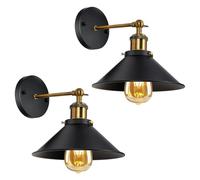DELIPOP 2 Piezas Aplique de Pared Interior, Lámpara de techo Vintage, E27 Iluminación Interior Luz de Pared en Metal Ajustable para Dormitorio Sala de Estar Cocina, Negro
