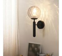 DELIPOP Aplique de Pared con Globo de Vidrio, Negro Lámpara de Pared E27 Vintage, Luz Decorativo Moderno para Dormitorio, Cocina, Salón, Estudio, Terraza