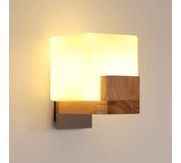 DELIPOP Aplique de Pared de Madera Vintage, Creativo Cuadrado Moderno Lámpara de Pared Interior E27, Iluminación Interior Luz de Pared para Sala de Estar, Dormitorio, Pasillo