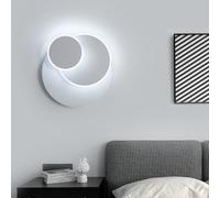 DELIPOP Aplique de Pared Interior, 15W 1687LM Lámpara de Pared Moderna Giratorio 350°, Creativo Luz pared LED Redonda para Dormitorio, Salón, Comedor, Pasillo, Escalera, Blanco Fría 6500K