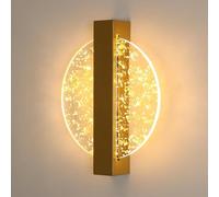 DELIPOP Aplique de Pared Interior LED, 12W 1150LM Moderna Redonda Lámpara de Pared LED, 3000K Luz Cálida Aplique LED Pared Dorado para Dormitorio, Sala de Estar, Pasillo, Escalera