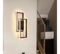 DELIPOP Aplique de Pared Interior LED, 28W 3275LM Lampara de Pared Moderno Diseño Cuadrado, Negro Luces de Pared para Dormitorio, Sala de Estar, Cocina, Pasillo, Luz Cálida 3000K