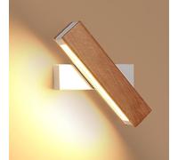 DELIPOP Aplique de pared Interior Madera, Moderna Lámpara de Pared LED Giratoria de 360°, Luz de Pared para Sala de Estar, Dormitorio, Escalera, Pasillo, Café, Blanco Cálido 3000K