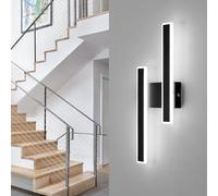 DELIPOP Aplique LED de Pared Interior, 32W 3600LM Lámpara de Pared Moderna 6500K, Negro Iluminación Luz pared Interior para Sala de Estar Dormitorio Escaleras Pasillo