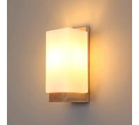DELIPOP Aplique pared Interior, Lámpara de Pared Madera E27, Luz de Pared con Pantalla de Vidrio para Sala de Estar, Dormitorio, Pasillo (Bombilla no Incluida)