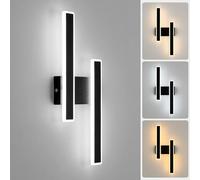 DELIPOP Aplique Pared Interior LED, 32W Regulable 3 Temperatura de Color Lámpara de Pared Moderna, Negro Iluminación Luz pared LED 3000K/4500K/6500K para Dormitorio Sala de Estar Escaleras Pasillo