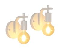 DELIPOP Aplique Pared Interior Vintage 2 Piezas, Lámpara de Pared Industriales Metal, Luz Pared Iluminación E27 para Dormitorio Pasillo Salón, Blanco
