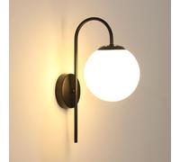 DELIPOP Apliques de Pared Interior, Lámpara de Pared E27 con Pantalla de Vidrio, Negro Iluminación de Interior para Dormitorio, Sala de Estar, Escaleras, Café (Bombillas no Incluidas)