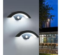 DELIPOP Apliques LED Exterior con Sensor de Movimiento, IP65 Impermeable Lámpara Pared Negra, Focos LED Exterior con Sensor de Movimiento para Jardin Terraza Garaje Entrada, Luz Blanca 6500K
