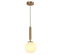 DELIPOP Lampara Colgante Moderna, Lámpara de Techo Latón con Bola Cristal Blanca, Iluminación de techo E27 para Dormitorio, Salón, Restaurante