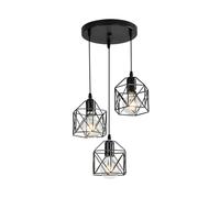 DELIPOP Lámpara Colgante Vintage, Lámparas de Techo Diseño de Jaula de Hierro Negro, 3 Luces Iluminación de Techo E27 Luz Colgante para Dormitorio, Comedor, Salon, Comedor