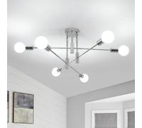 DELIPOP Lámpara de Araña Industrial, 6 Luces E27 Lámpara Colgante Techo Ángulo Ajustable de 180°, Lámparas de Techo Modernas para Dormitorio Sala de Estar Cocina Salón Comedor