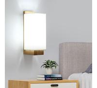 DELIPOP Lámpara de Pared Interior de Madera, Aplique Pared Pantalla Tela Blanco E27, Iluminación Interior para Dormitorio Pasillo Escalera, Sala de Estar Comedor (NO Incluida)