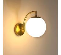 DELIPOP Lámpara de pared Interior, Moderna Aplique de Pared Pantalla de Cristal de 15CM, E27 Iluminación con Dorado Base para Salón, Dormitorio, Escalera, Pasillo, Sin Bombilla