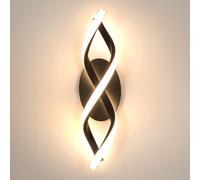 DELIPOP Lámpara de Pared Led 16W, Aplique de pared Moderno Interior de Diseño Curvo, Negro Iluminación Luz pared LED Blanco Cálido 3000K para Dormitorio, Sala de Estar, Cocina, Pasillo
