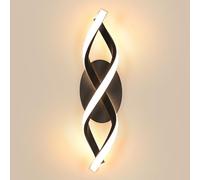 DELIPOP Lámpara de Pared Led 16W, Aplique de pared Moderno Interior de Diseño Curvo, Negro Iluminación Luz pared LED Blanco Cálido 3000K para Dormitorio, Sala de Estar, Cocina, Pasillo