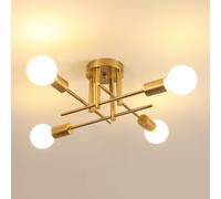 DELIPOP Lampara de Techo Industrial, 4 Luces E27 Lámpara de Araña Sputnik, Lámparas Colgantes Salon Vintage, Plafon de Techo Moderno para Dormitorio Cocina Pasillo, Dorada