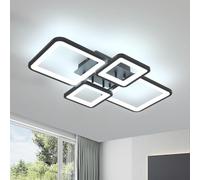 DELIPOP Lámpara de Techo LED Cuadrada Moderna, 56W 6300LM Plafón LED Acrílico Negro 6500 K, Luz de Techo para Dormitorio, Salon, Cocina, Comedor