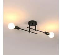 DELIPOP Lamparas de Techo Vintage, 2 Luces E27 Negro Plafon de Tech, Lámpara de Araña Industrial Moderna para Salón, Dormitorio, Comedor, Cocina