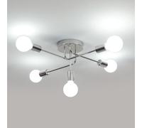 DELIPOP Lamparas de Techo Vintage, 5 Luces E27 Plafon Techo Salon en Metal, Lámpara de Araña Industrial para Salón, Dormitorio, Comedor, Cocina (Sin bombilla)