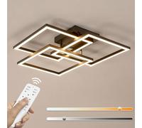 DELIPOP Plafon LED Techo, 40W Moderna Lampara LED de Techo para Salon Regulable con Mando a Distancia/APP 3000K-6500K, Negro Luz de Techo para Sala de Estar, Pasillo, Dormitorio, Comedor