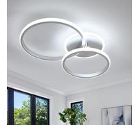 DELIPOP Plafon LED Techo, 42W 4725LM Moderna Lámpara de Techo LED, Redondo Luz de Techo Acrílico 6500K Luz Blanca Fría para Sala de Estar, Dormitorio, Comedor, Cocina, Oficina, Plateado