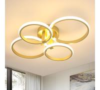 DELIPOP Plafon LED Techo Moderna, 56W 6300LM Lámpara de Techo LED Luz Blanca Cálida 3000K, Redondo Luz de Techo Oro para Salón Dormitorio Cocina