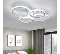 DELIPOP Plafon LED Techo Moderno, 56W 6300LM Lámpara de Techo Redonda 6500K Luz Blanca Fría, Luz de Techo Acrílico 58cm para Salón Dormitorio Cocina, Blanco