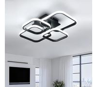 DELIPOP Plafon LED Techo Moderno, 60W 6750LM Lamparas de Techo Salon Cuadrado Blanco Frío 6500K, Luz de Techo Acrílico para Sala de Estar, Dormitorio, Comedor, Cocina, Oficina, Negro