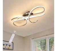 DELIPOP Plafón LED Techo Regulable 30W, Cromada Brillante Lámpara Techo Moderno con Control Remoto 3000K-6500K, Diseño de Curva Musical, Plafón para Comedor Dormitorio, Salón, Entrada & Hotel