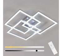 DELIPOP Plafon LED Techo Regulable, 40W 3000K-6500K Lampara con Mando a Distancia, Moderno Luz de Techo Plateado Cuadrado para Dormitorio Cocina Comedor, 62CM