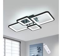 DELIPOP Plafon LED Techo Regulable, 54W Modern Lamparas de Techo Cuadrado con Mando a Distancia 3000K-6500K, Luz de Techo Acrílico para Salón, Dormitorio, Comedor, Negro