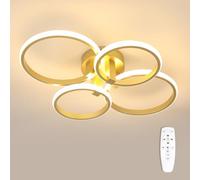 DELIPOP Plafon LED Techo Regulable Moderno, 56W 6300LM Lámpara de Techo LED Salon con Mando a Distancia, Oro Luz de Techo de Acrílico para Dormitorio, Estudio, Sala de Estar, Comedor, Cocina