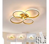 DELIPOP Plafon LED Techo Regulable Oro, 39W 4500LM Lampara de Techo con Mando a Distancia 3000K-6500K, Moderna Lamparas LED Redondas para Salon Sala de Estar Cocina Dormitorio