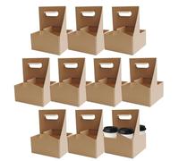 Delivery Drink Carrier, 10X Cup Holder Tray, Sturdy Cardboard Box, Beverage Transport Organizer, Ideal for Food Pickup, Bottle Handling, Takeout Service, Cafe, Restaurant Supply