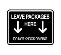 Delivery Sign Leave Packages No Knock No Ring Bell 12x8 Inch