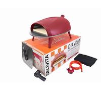 DeliVita Diavolo - Horno de pizza portátil a gas, alimentado por propano, butano o botellas de camping, incluye accesorios, pala plegable, funda de transporte, pistola de temperatura, regulador de