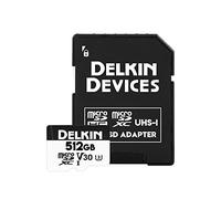 Delkin Devices Drone Tarjeta microSD de 512 GB UHS-I U3 V30 A2 - 190 MB/s de lectura, 155 MB/s de escritura, diseñado para drones, video 4K UHD, compatible con DJI, microSDXC con adaptador (512 GB)