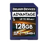 Delkin Devices Tarjeta de Memoria Advantage SDXC de 128 GB UHS-I - hasta 100 MB/s de Escritura, 180 MB/s de Lectura, Tarjetas de Memoria para cámaras con C10, U3, V30, 4K UHD, Tarjeta SD de tamaño
