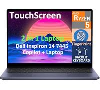 Dell 2025 Inspiron 14 7445 2 en 1 portátil de negocios, pantalla táctil IPS FHD+ de 14 pulgadas (AMD Ryzen 5 8640HS, 16GB DDR5, 1TB SSD, AI Copilot, retroiluminado KYB, huella dactilar, WiFi 6E, BT