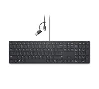 Dell KB525C Teclado de colaboración con cable, conectividad versátil USB-C y USB-A, 15 teclas de acceso directo programables, teclas de colaboración - Zoom y Microsoft Teams, tecla de copiloto, teclas