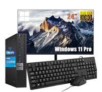 Dell Optiplex 3040 - Mini PC con monitor de 24 pulgadas, Intel Core i5-6500, 8 GB de RAM, SSD de 256 GB, teclado estadounidense QWERTY, WiFi, Bluetooth, Windows 11 Pro (renovado)