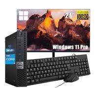 Dell Optiplex 5050 - Mini PC con monitor de 24 pulgadas, Intel Core i5-6500, 8 GB de RAM, SSD de 256 GB, teclado estadounidense QWERTY, WiFi, Bluetooth, Windows 11 Pro (renovado)