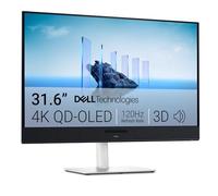 DELL Pantalla S3225QC 32 Plus 4K QD-OLED - Pantalla de 31.5 Pulgadas (3840 x 2160) 120Hz 0.03ms, Audio Espacial 3D Mejorado por IA, Ajuste de Altura/inclinación/rotación/inclinación - Blanco Ceniza
