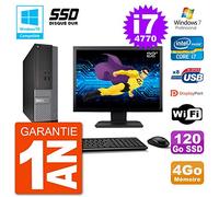 Dell Pc 3020 SFF Pantalla 22" Intel I7-4770 RAM 4GB SSD 120GB Grabadora DVD Wifi W7 (Reempaquetado Certificado)