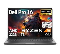 Dell Pro 16 FHD - Laptop empresarial con pantalla de 16 pulgadas, AMD Ryzen 5 220, 32 GB DDR5 RAM, SSD PCIe de 1 TB, teclado retroiluminado, WiFi 6E + BT, RJ-45, HDMI, PC AI, cámara web HD, Windows 11