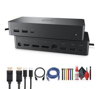 Dell UD22 - Estación de acoplamiento universal USB-C 10 en 1 | Soporte de pantalla cuádruple 4K, entrega de energía de 96 W, DisplayPort dual (UD22) + paquete de cables HDMI/DisplayPort/USB-C