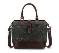 Della Q 107029 Makers Satchel-Bolsa de Lona Hecha a Mano para proyectos de Punto o Ganchillo, Cuero Lienzo, Verde Oliva, 34cm x 30cm x 18cm